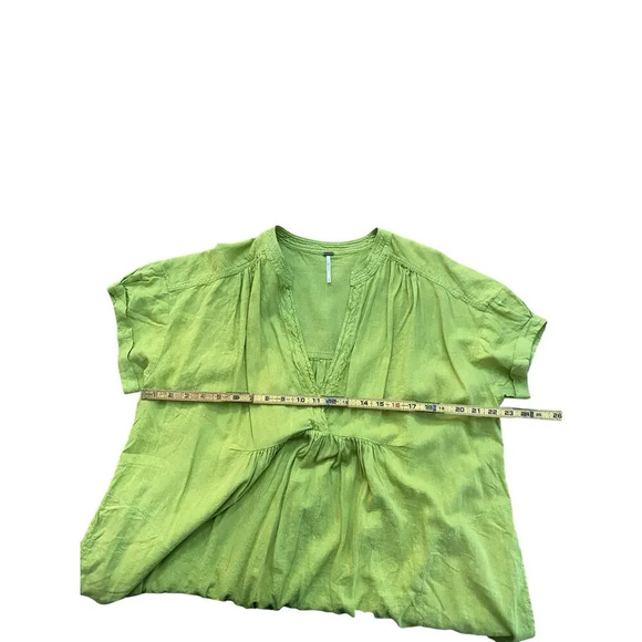 Free People Green Getaway With Me Linen Blend Tunic Top Size Medium - Picture 5 of 5